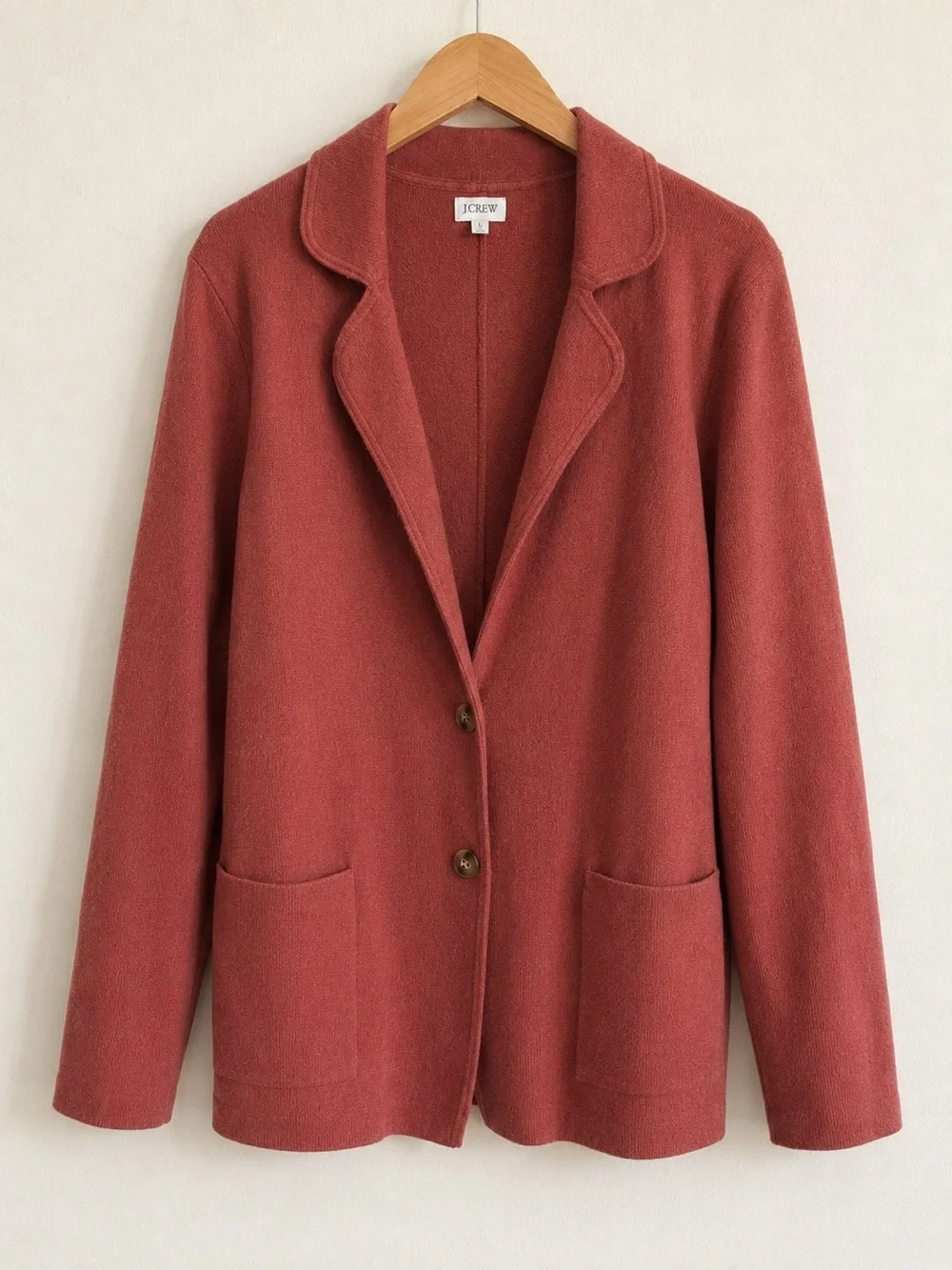 J. Crew Women’s Knit Blazer Cardigan Brick Red Pockets Cardigan Size M